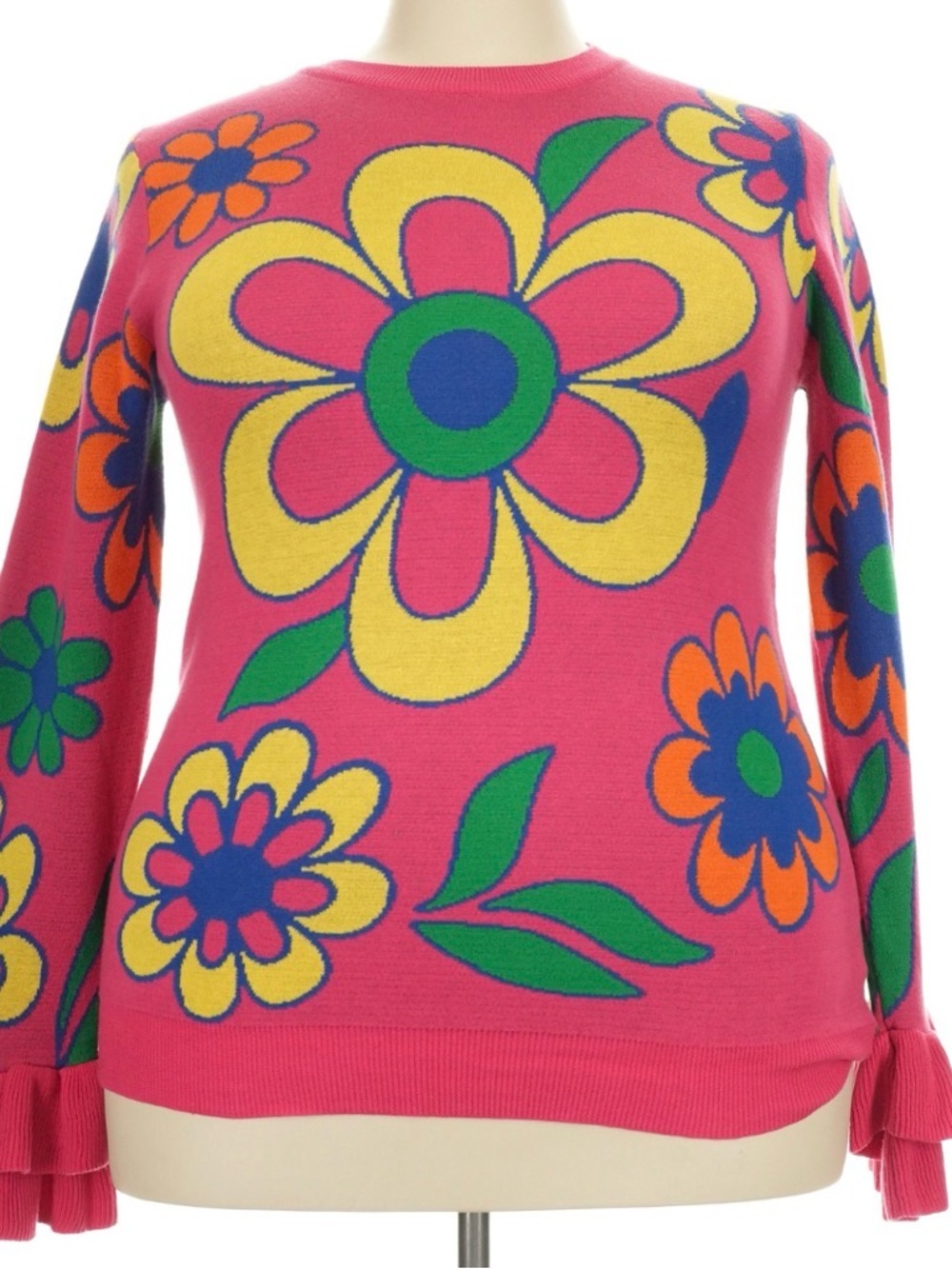 Women’s Floral Crewneck Sweater — Pink